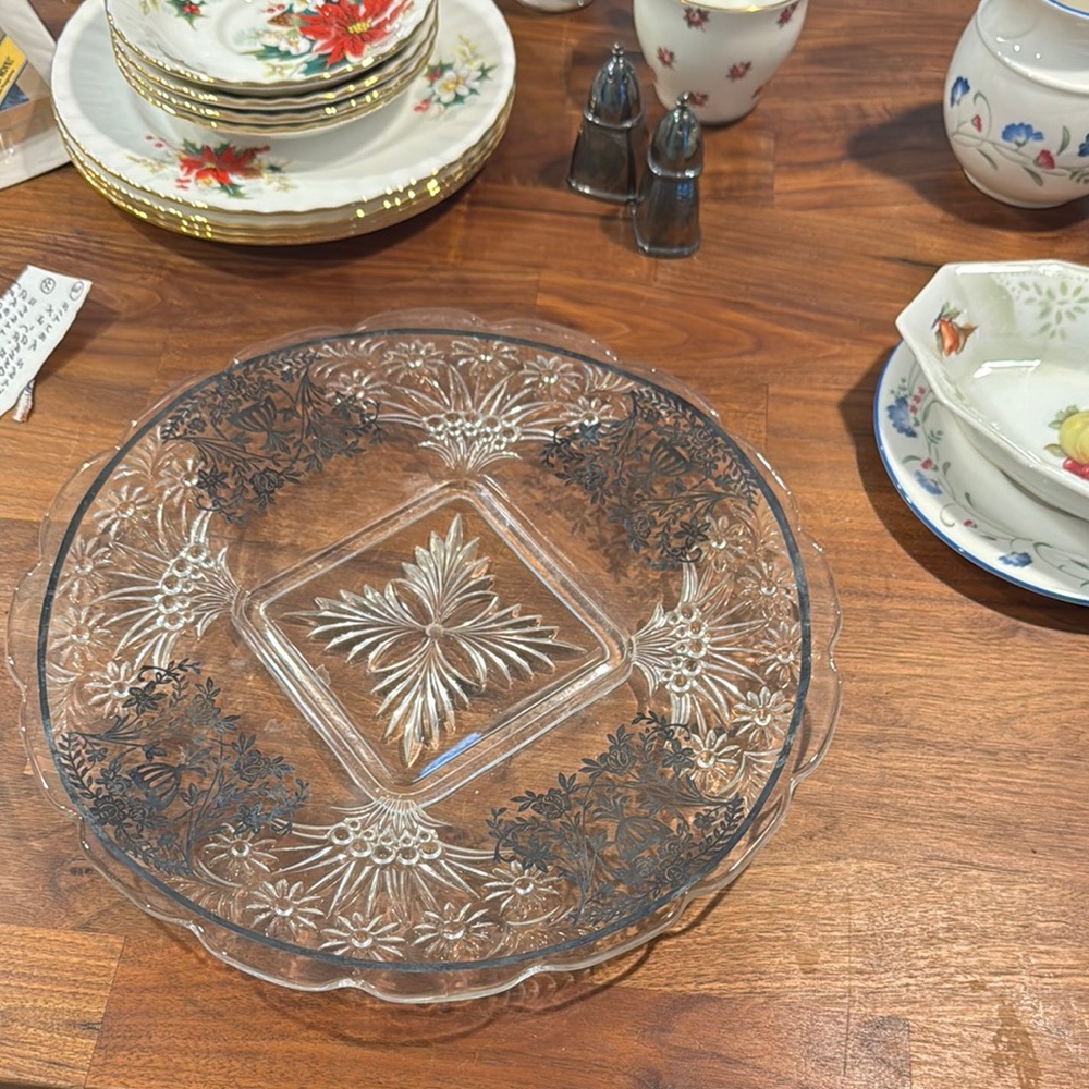 Vintage Clear Glass Serving Platter